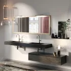 Composizione Bagno Completa di Specchio e Doppio Lavabo Made in Italy - Palom Viadurini