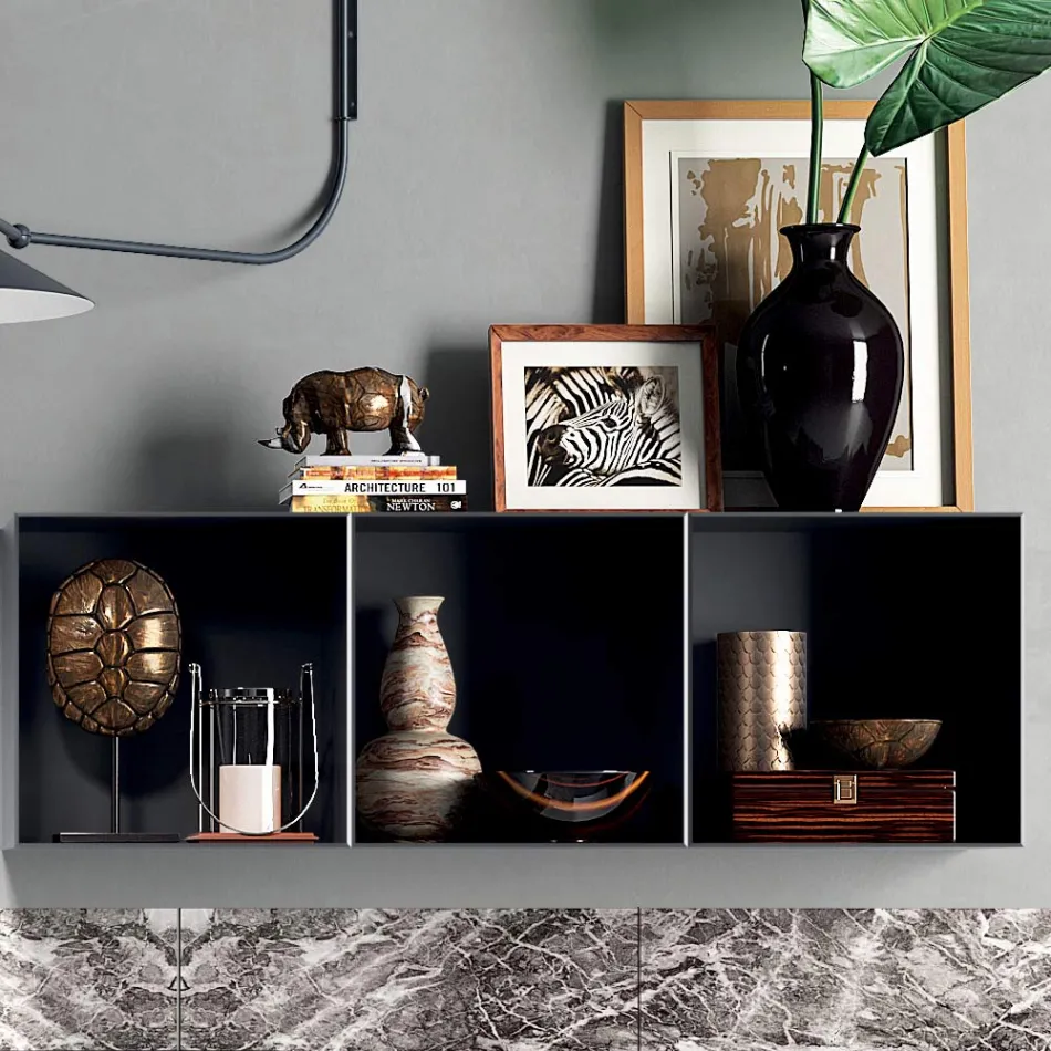 Composizione Bagno Completa di Specchio, Lavabo, Base e Top Made in Italy - Palom Viadurini