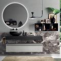 Composizione Bagno Completa di Specchio, Lavabo, Base e Top Made in Italy - Palom