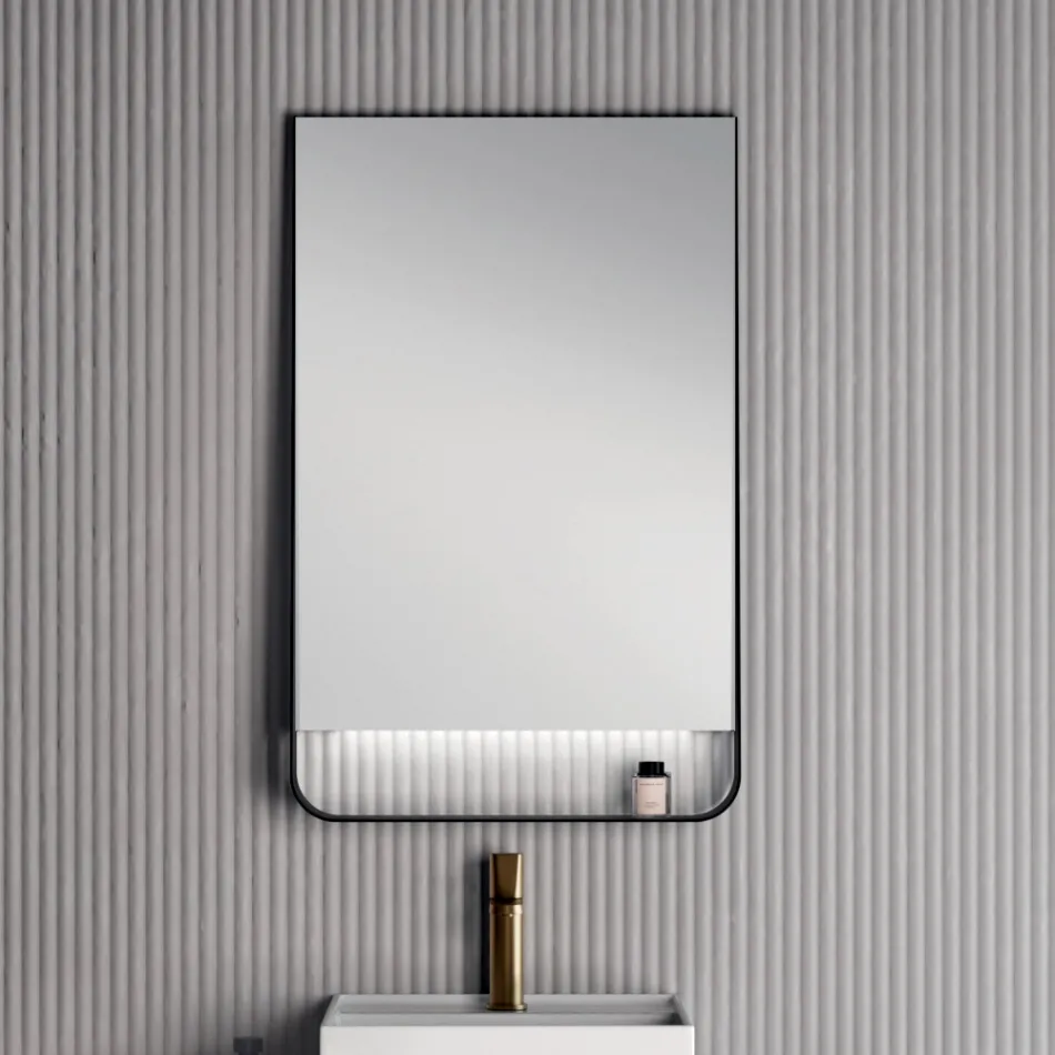 Composizione Bagno Comprensiva di 1 Base con 2 Cassetti, Lavabo e Specchio Led - Orione Viadurini