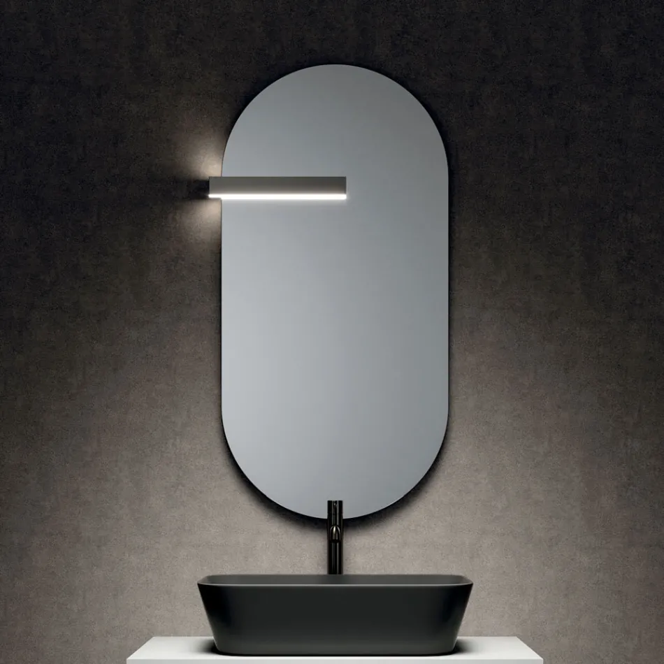 Composizione Bagno con 1 Cassetto, Lavabo in Resina Antracite e Specchio - Titan Viadurini