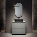 Composizione Bagno con 1 Cassetto, Lavabo in Resina Antracite e Specchio - Titan