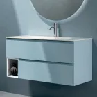 Composizione Bagno con 2 Cassetti, 1 Vano a Giorno e Specchio - Titan Viadurini