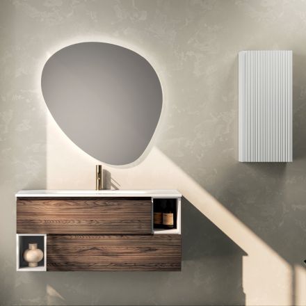 Composizione Bagno con 2 Cassetti, 2 Vani a Giorno e Lavabo - Elios Viadurini