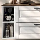 Composizione Bagno con 2 Cassetti e 2 Vani a Giorno, Specchio e Lavabo - Magnolia Viadurini
