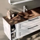Composizione Bagno con 2 Cassetti e 2 Vani a Giorno, Specchio e Lavabo - Magnolia Viadurini
