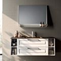 Composizione Bagno con 2 Cassetti e 2 Vani a Giorno, Specchio e Lavabo - Magnolia