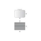 Composizione Bagno con 2 Cassetti, Lavabo in Vetro Grigio e Specchio - Elios Viadurini