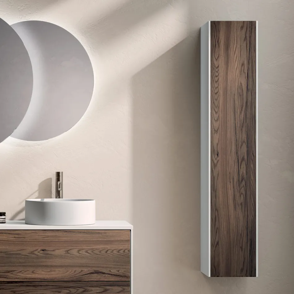 Composizione Bagno con 4 Cassetti in Rovere Rio, Specchio e Lavabo - Velaria Viadurini