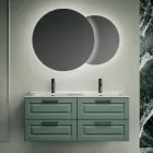 Composizione Bagno con 4 Cassetti Verde Salvia, Specchio e Lavabi - Magnolia Viadurini