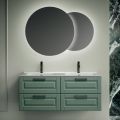 Composizione Bagno con 4 Cassetti Verde Salvia, Specchio e Lavabi - Magnolia
