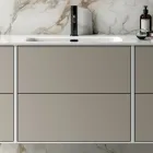 Composizione Bagno con 6 Cassetti Tortora, Specchio e Lavabo - Velaria Viadurini