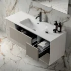 Composizione Bagno con 6 Cassetti Tortora, Specchio e Lavabo - Velaria Viadurini