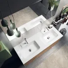 Composizione Bagno con Base Rovere Miele, Lavabo e Specchio Made in Italy - Kilos Viadurini