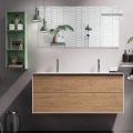 Composizione Bagno con Base Rovere Miele, Lavabo e Specchio Made in Italy - Kilos