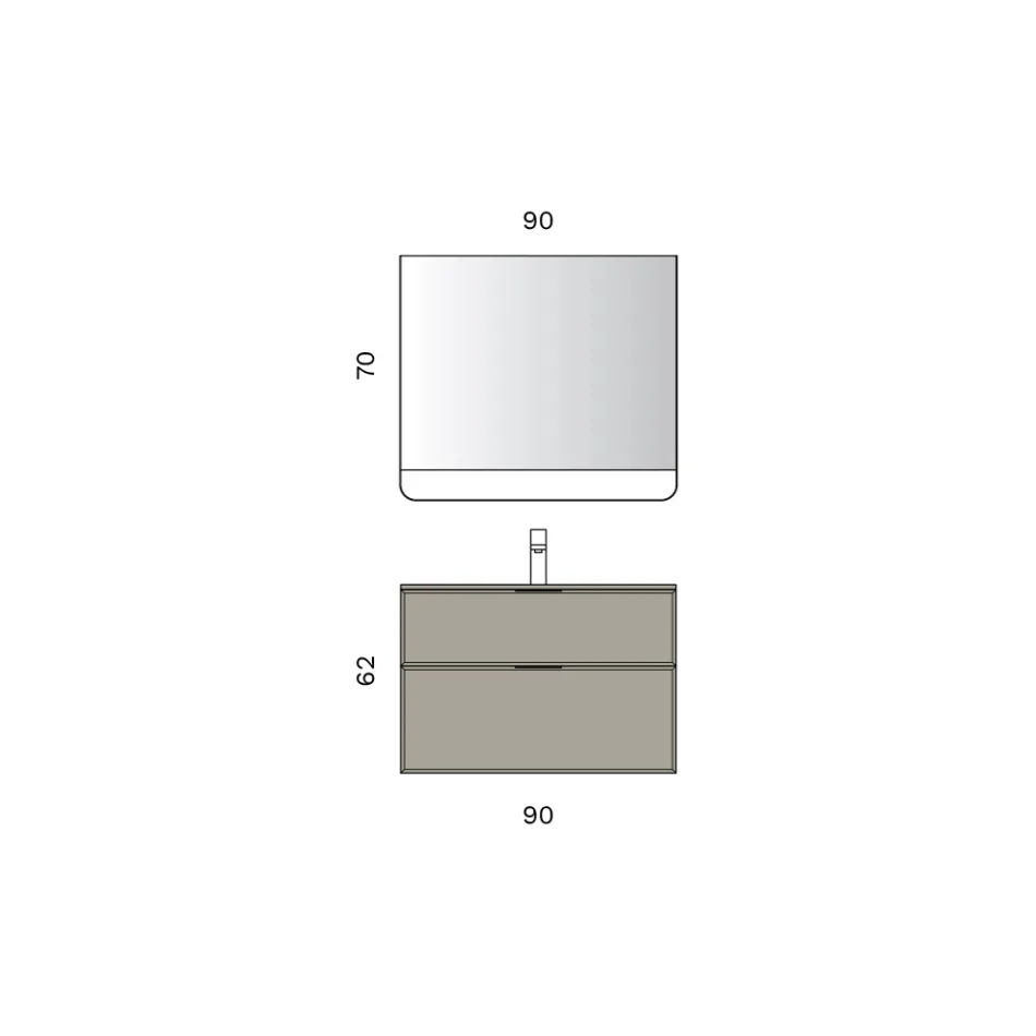 Composizione Bagno con Cassetti, Lavabo e Specchio Led - Orione Viadurini