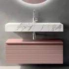 Composizione Bagno con Cassetto Rosa Cipria e Lavabo Calacatta - Elios Viadurini