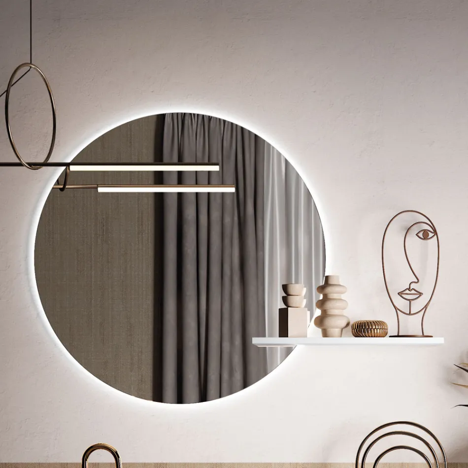 Composizione Bagno con Lavabo, Base Sospesa e Specchio Made in Italy - Dream Viadurini