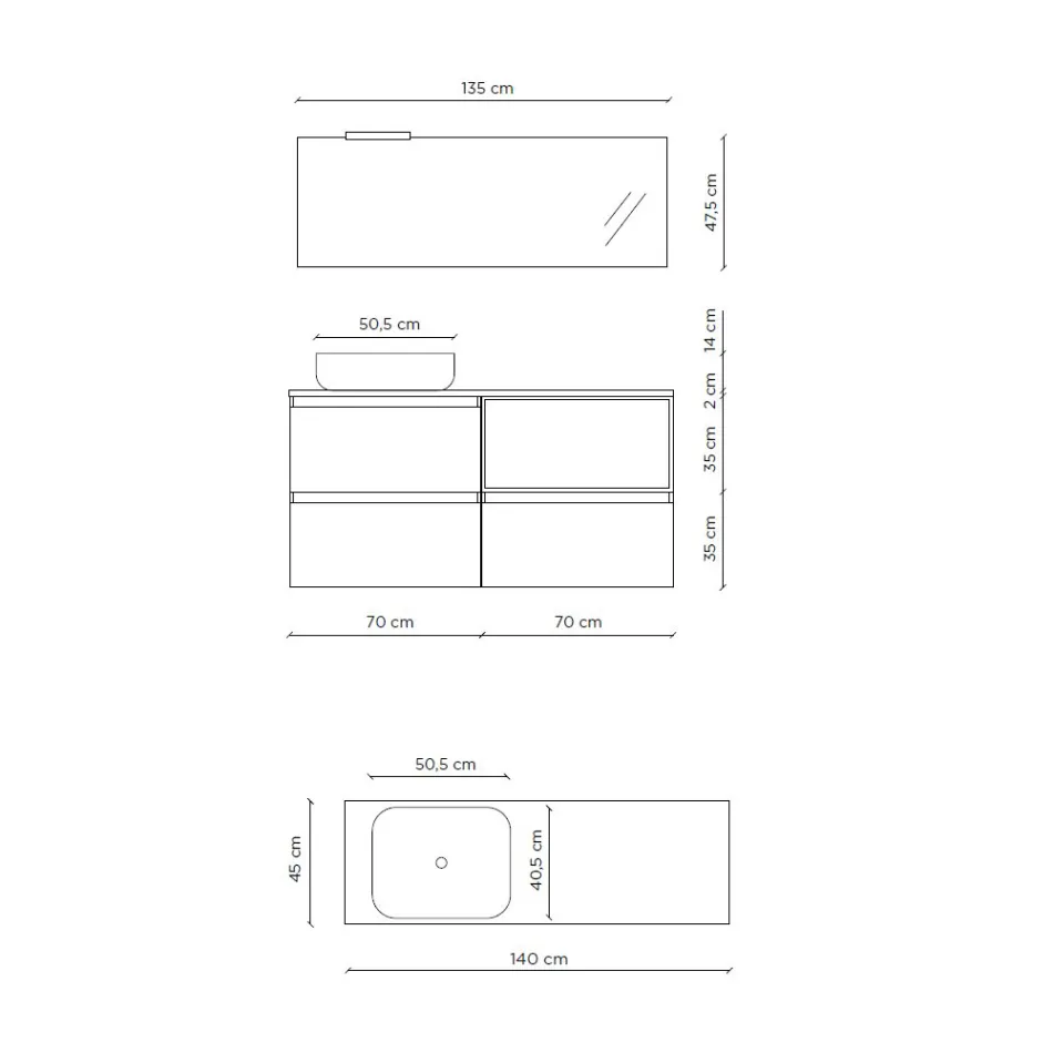 Composizione Bagno con Lavabo in Ceramica e Specchio Made in Italy - Dream Viadurini