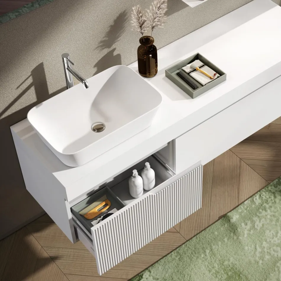 Composizione Bagno con Specchio e Mensola Made in Italy - Erebo Viadurini