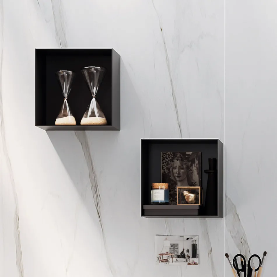 Composizione Bagno con Specchio, Lavabo in resina e Base Made in Italy - Palom Viadurini