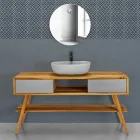 Composizione Bagno Design Grigio Completo di Accessori Smaltati - Georges Viadurini