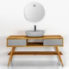 Composizione Bagno Design Grigio Completo di Accessori Smaltati - Georges Viadurini