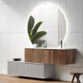 Composizione Bagno in Rovere Rio e Grigio Cannettati Made in Italy - Crono