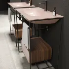 Composizione Bagno Lavabo in Ceramica e Specchio Made in Italy - Chantal Viadurini