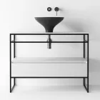 Composizione Bagno Lavabo in Ceramica e Specchio Made in Italy - Hoscar Viadurini