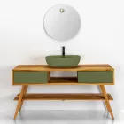 Composizione Bagno Verde Incluso di Accessori e Mobile a Terra - Georges Viadurini