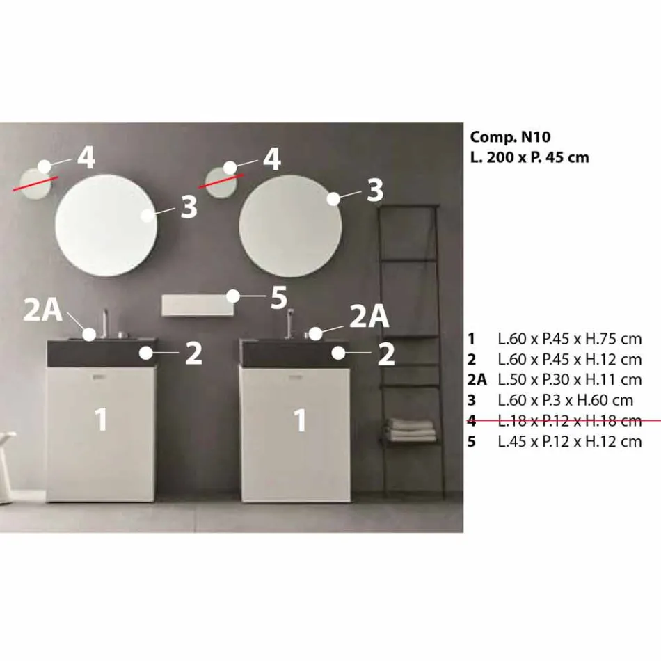 Composizione da Terra di Mobili Moderni per il Bagno di Design - Farart10 Viadurini