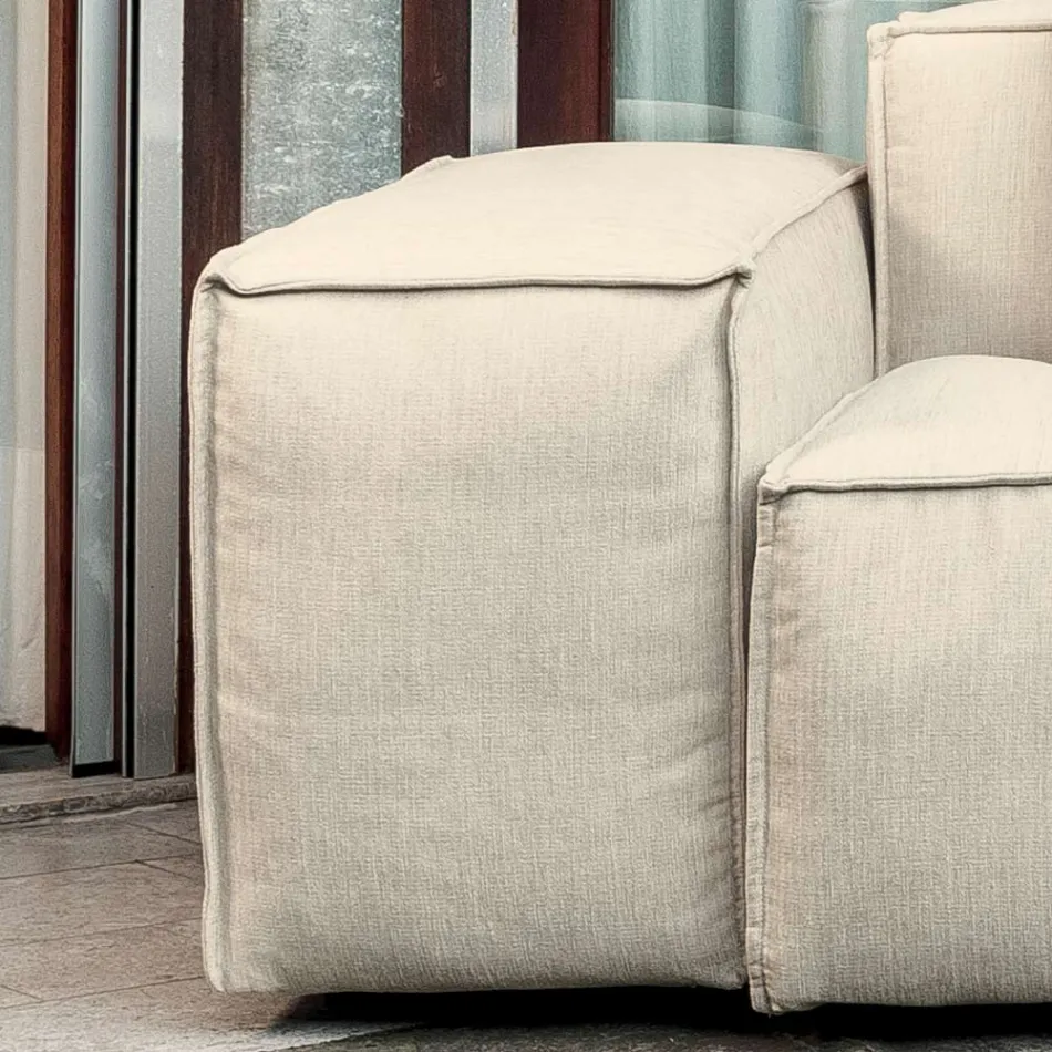 Composizione di 1 Pouf con Schienale, 1 Pouf e 1 Penisola - Bizzarro Viadurini