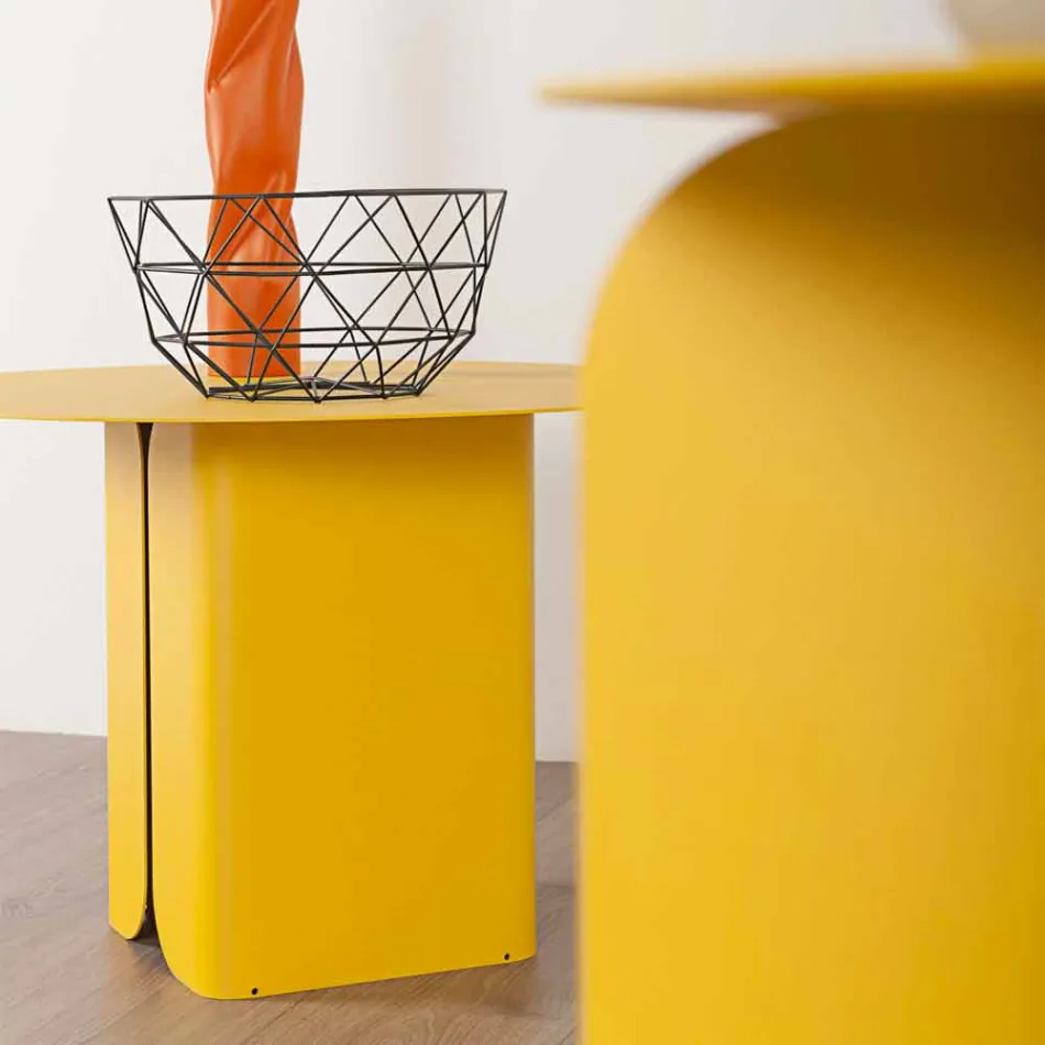 Composizione di 2 Tavolini da Salotto Moderni in Acciaio Made in Italy - Pioppo Viadurini