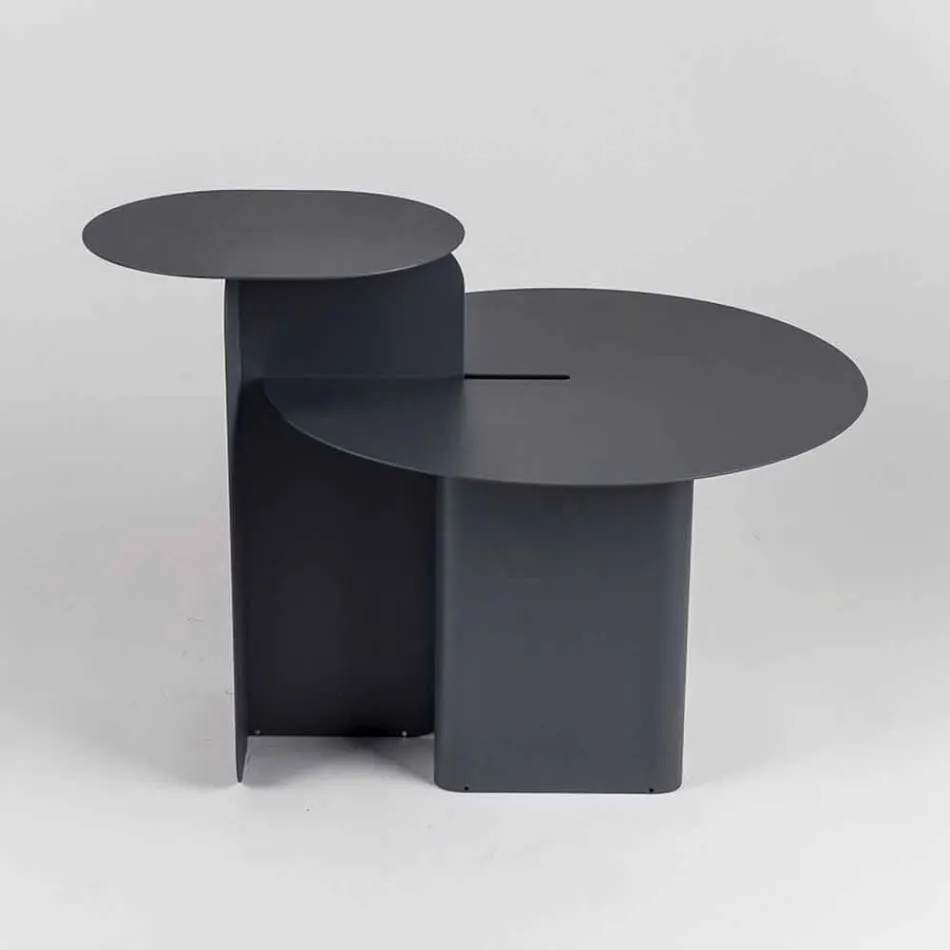 Composizione di 2 Tavolini da Salotto Moderni in Acciaio Made in Italy - Pioppo Viadurini