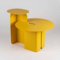 Composizione di 2 Tavolini da Salotto Moderni in Acciaio Made in Italy - Pioppo