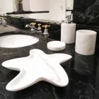 Composizione di 3 Accessori Bagno in Marmo Lucido Made in Italy - Trevio Viadurini
