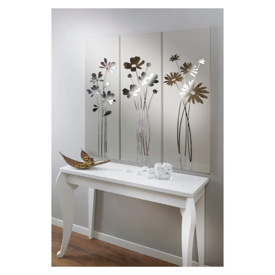Composizione di 3 Pannelli che Raffigurano 3 Mazzi di Fiori Made in Italy - Colleen Viadurini