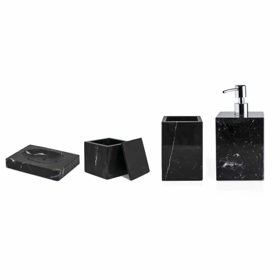 Composizione di Accessori da Bagno in Marmo Made in Italy, 4 Pezzi - Deano Viadurini