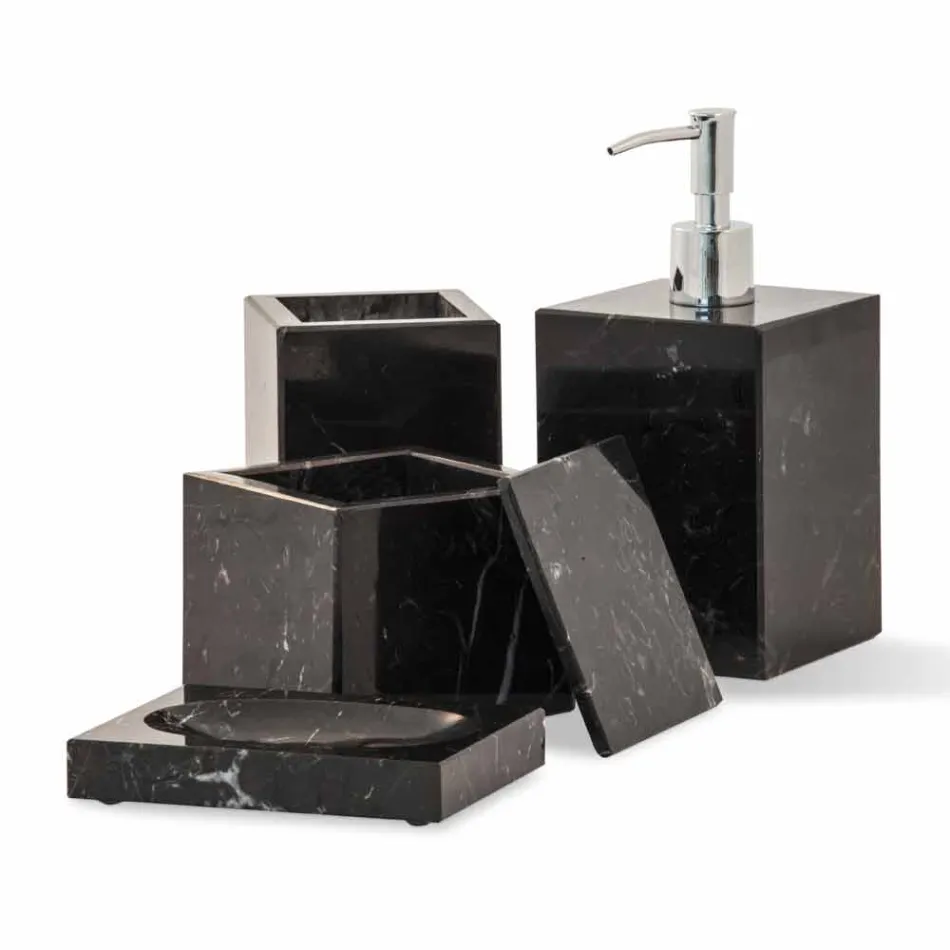 Composizione di Accessori da Bagno in Marmo Made in Italy, 4 Pezzi - Deano Viadurini