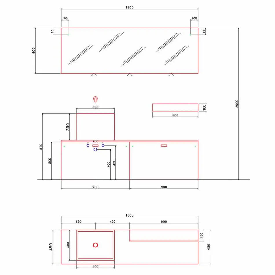 Composizione di Mobili d’Arredo da Bagno a Terra Design Moderno - Farart1 Viadurini