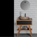 Composizione da Bagno con Mobile in Teak, Lavabo e Accessori  - Carolie 