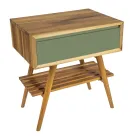 Composizione Mobile Bagno Verde con Mobile in Teak ed Accessori  - Carolie  Viadurini