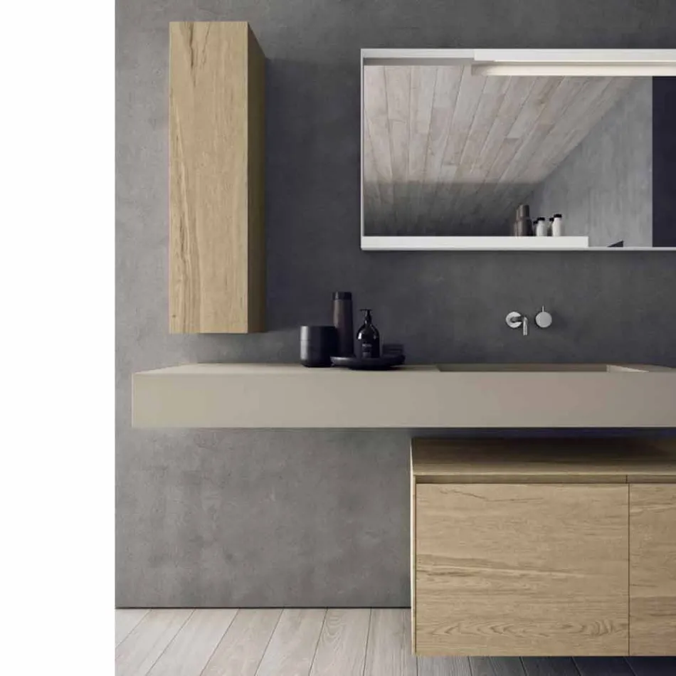 Composizione Mobili Moderni e Sospesi da Bagno, Design Made in Italy - Callisi1 Viadurini