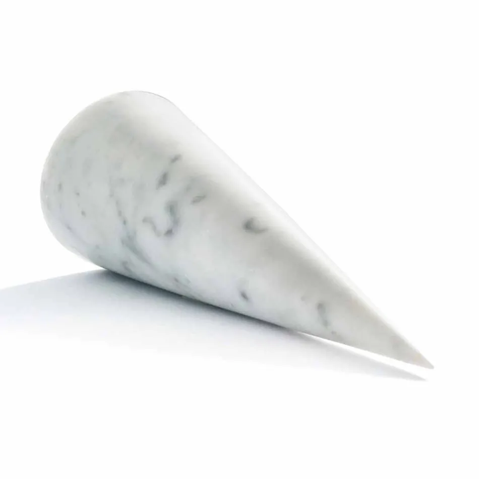 Cono Decorativo Grande in Marmo Bianco di Carrara Made in Italy - Connu Viadurini
