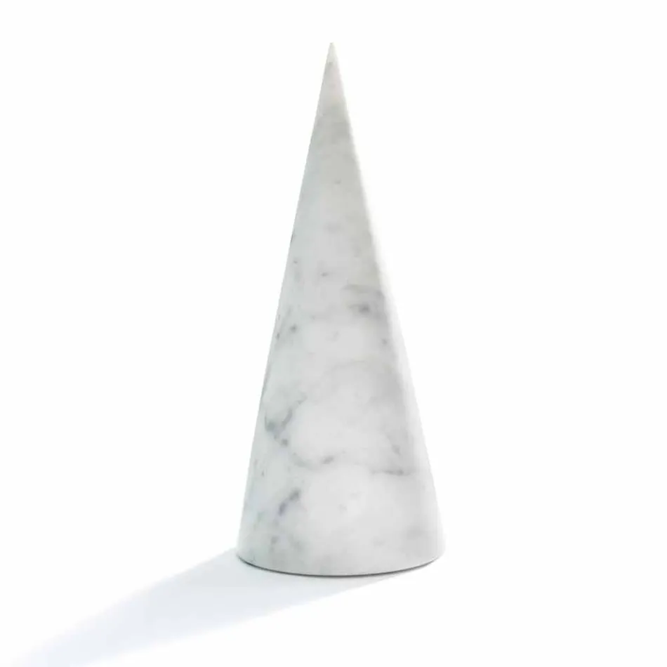 Cono Decorativo Grande in Marmo Bianco di Carrara Made in Italy - Connu Viadurini