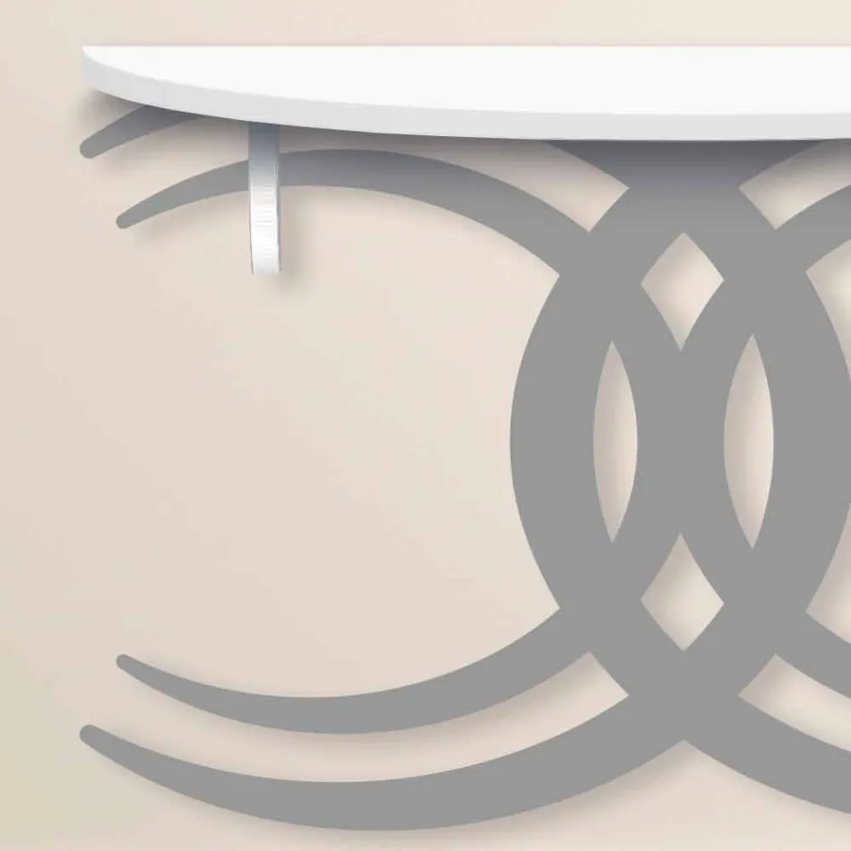 Consolle a Fissaggio a Parete di Design Moderno in Legno Bianco e Grigio - Coco Viadurini