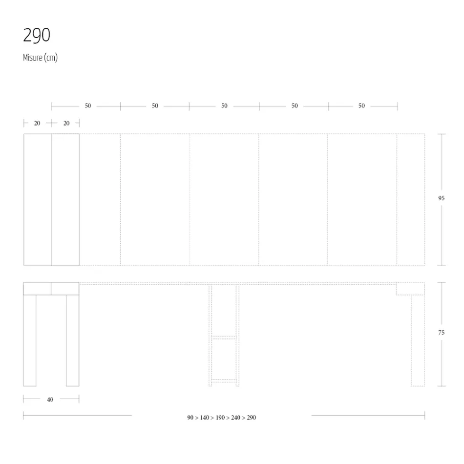 Consolle Allungabile a 290 cm in Legno Nobilitato Made in Italy - Paride Viadurini