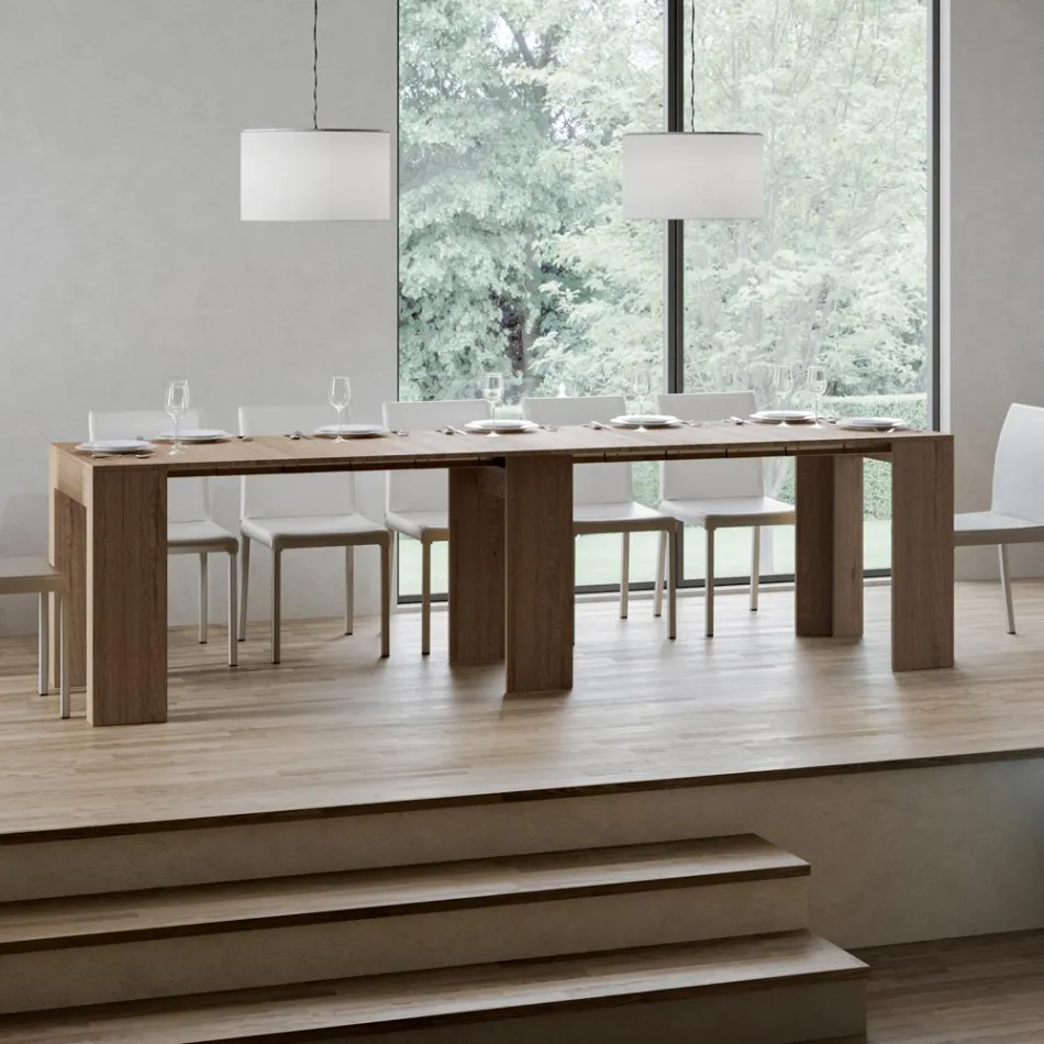 Consolle Allungabile a 299 cm con Allunghe Interne Made in Italy - Clessidra Viadurini