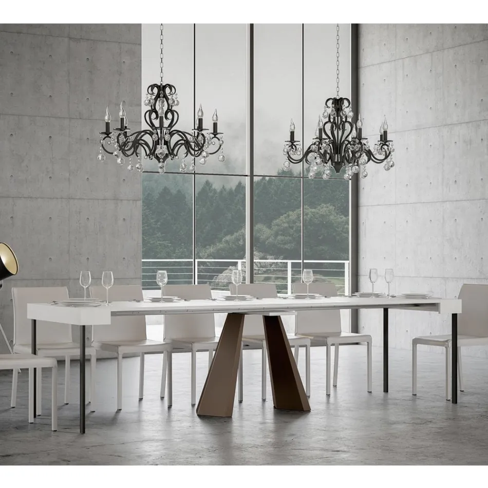 Consolle Allungabile a 300 cm con Gambe Finitura Orso Made in Italy - Destino Viadurini